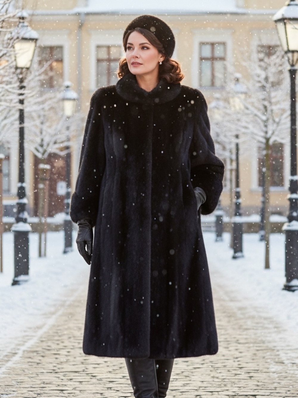 Mink Fur Coat, Western Furs, size 14-16 or XL. Black. Lined. Warm. Full length